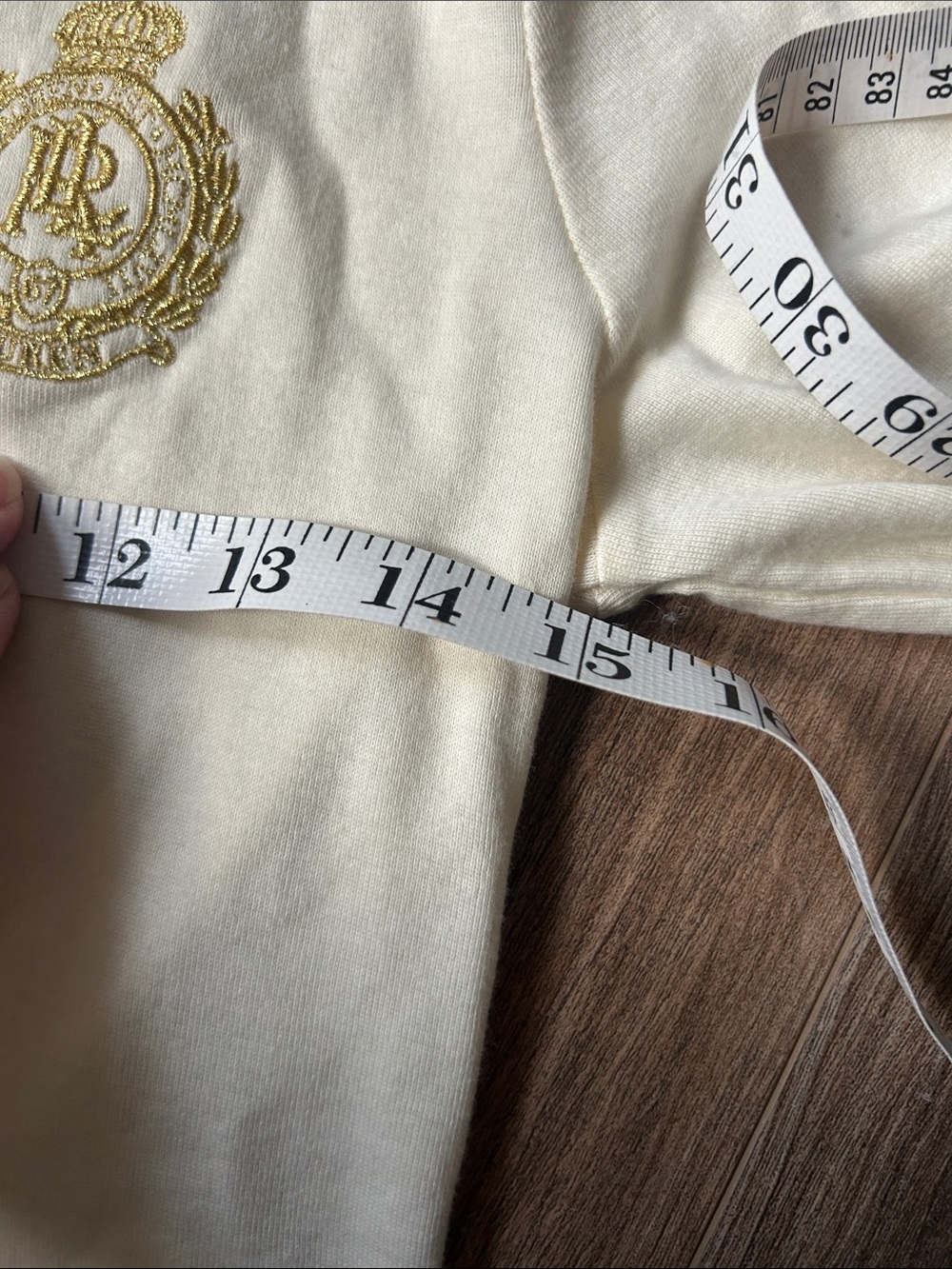 Lauren Ralph Lauren Cream 3/4 Sleeve Polo Gold Crest Buttons S/P NWT As is - Picture 8 of 10